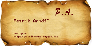 Petrik Arnó névjegykártya